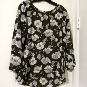 Papermoon Floral White & Green Blouse